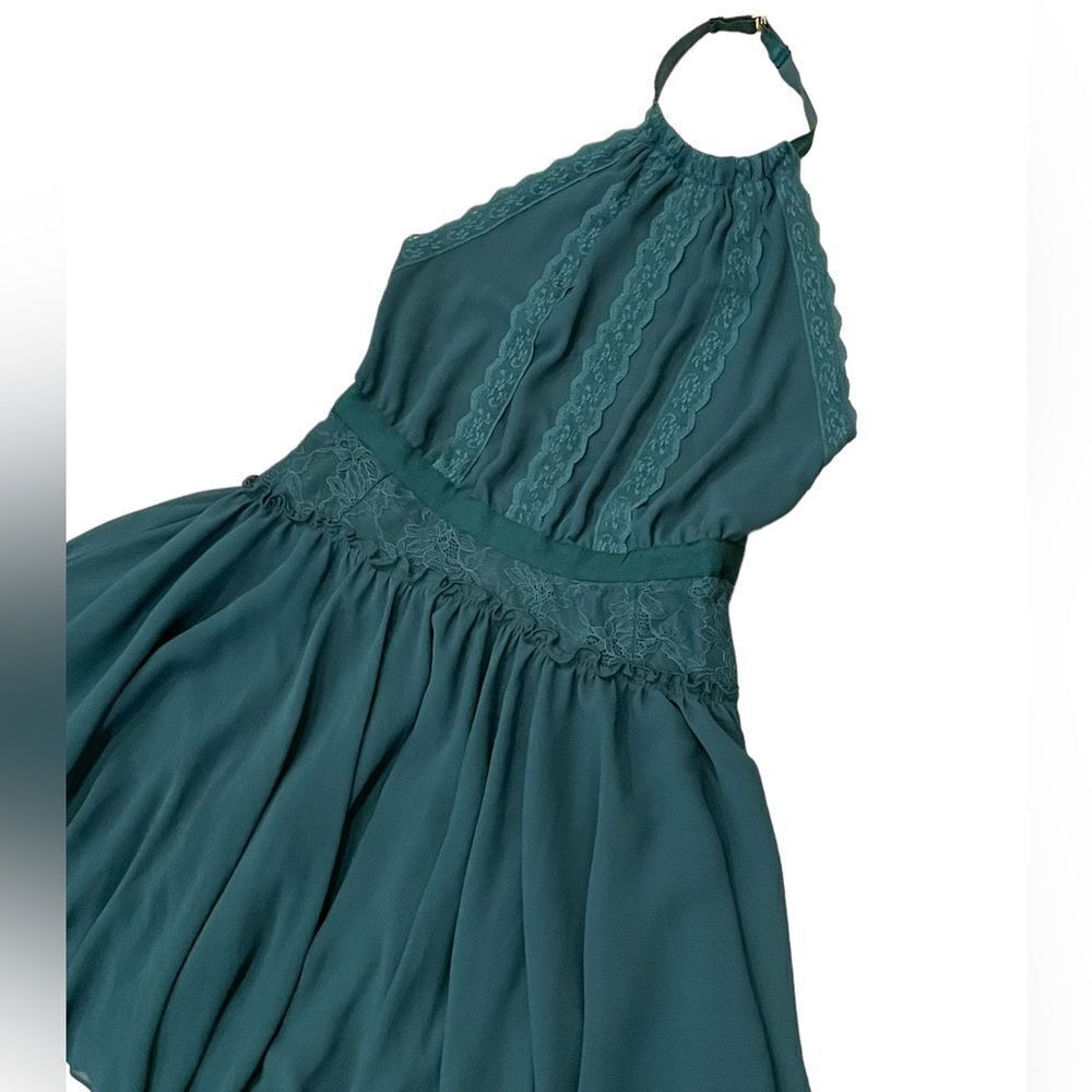 Y2K Victoria's Secret Forest Green Lace Halter Open Back Mini Dress 2 Feminine - Picture 5 of 11